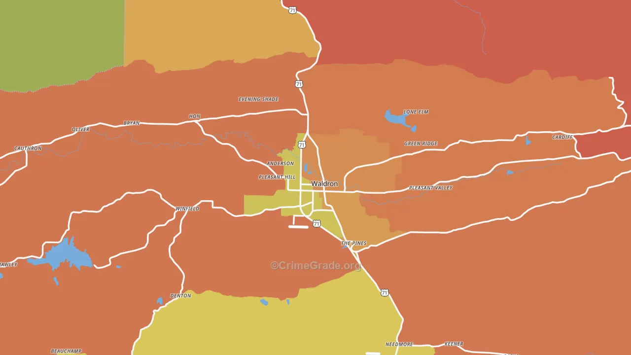 Scott County, AR Map of Robbery Rates