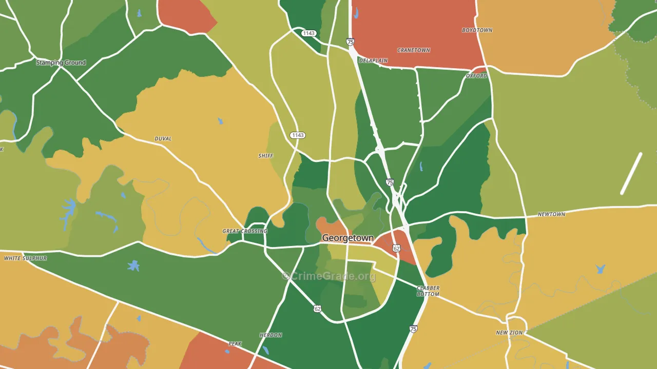 Scott County, KY Map of Robbery Rates