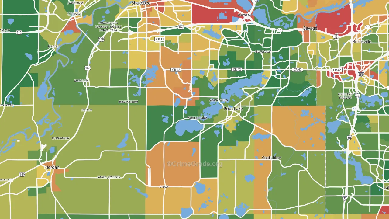 Scott County, MN Map of Robbery Rates