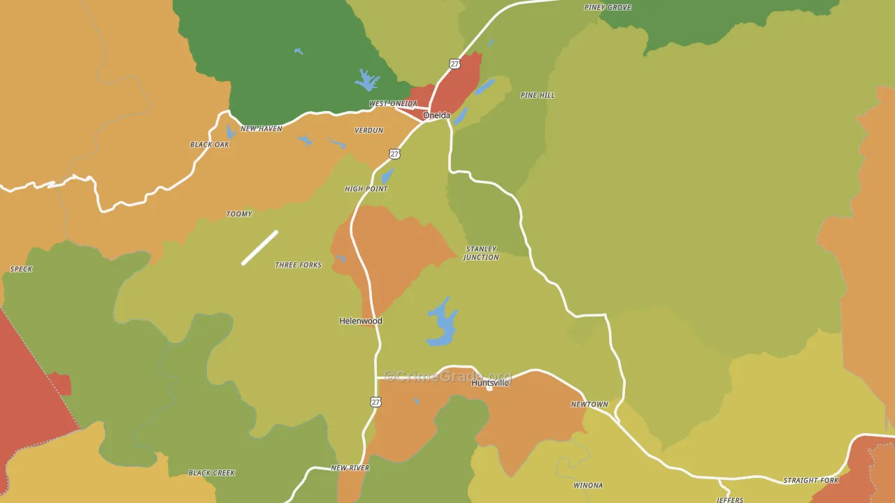 Scott County, TN Map of Robbery Rates