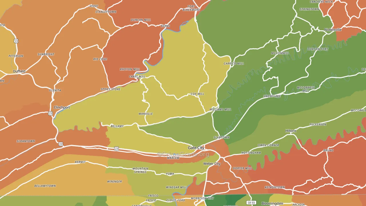 Scott County, VA Map of Robbery Rates