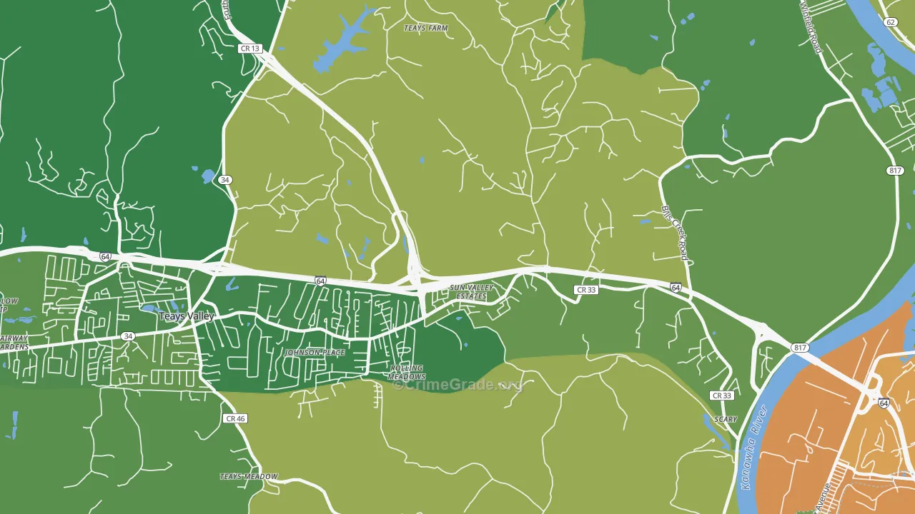 Scott Depot, WV Map of Robbery Rates
