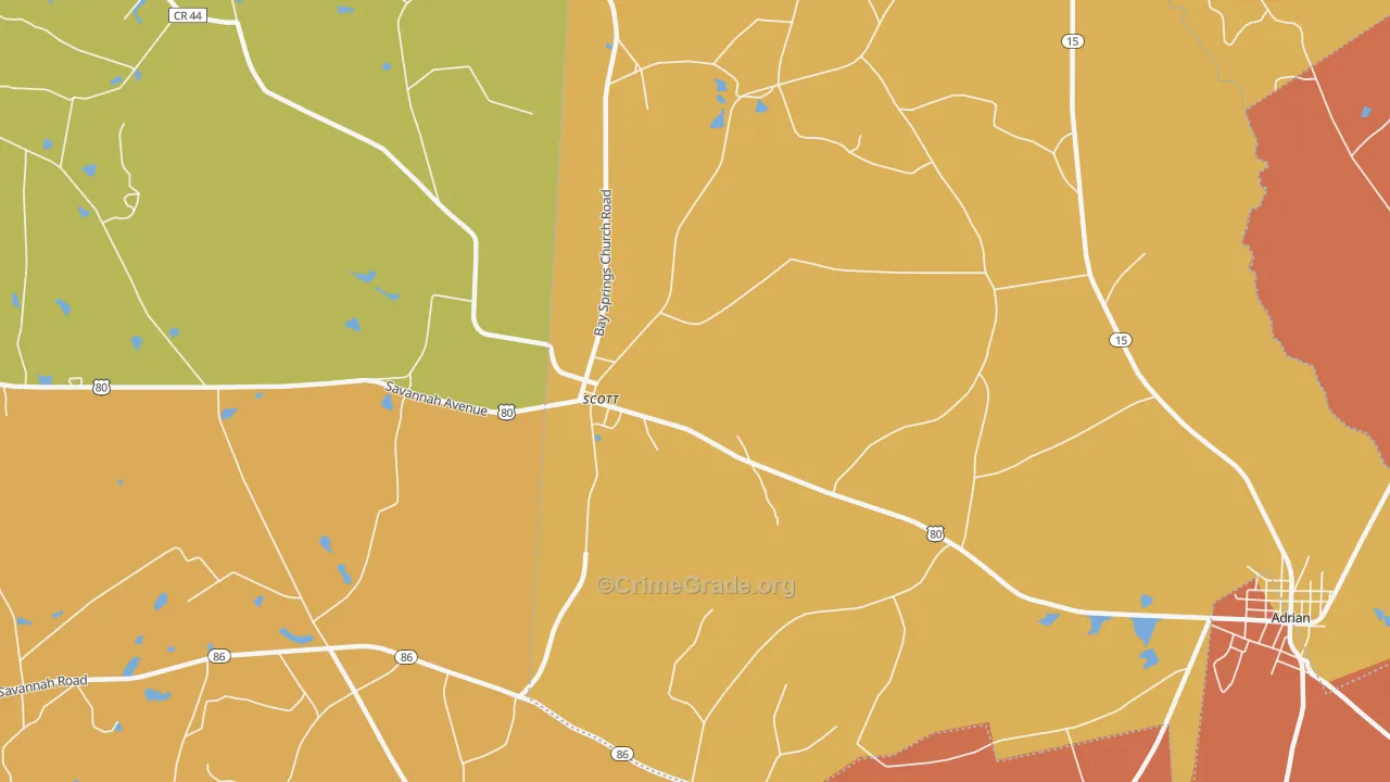 Scott, GA Map of Robbery Rates