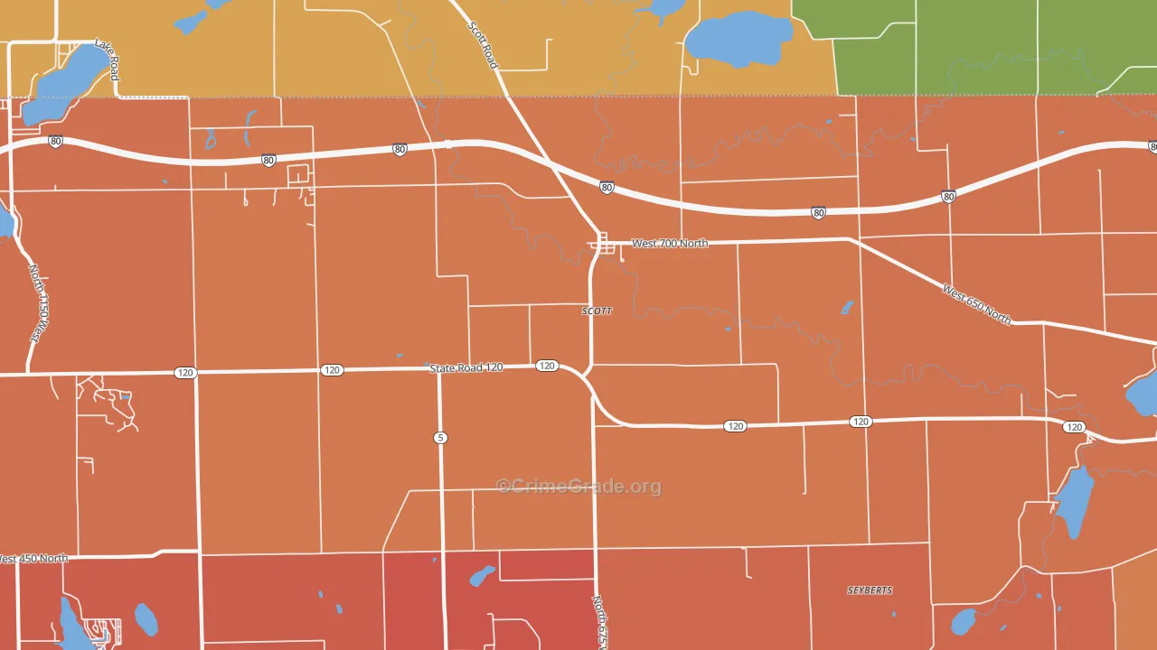 Scott, IN Map of Robbery Rates