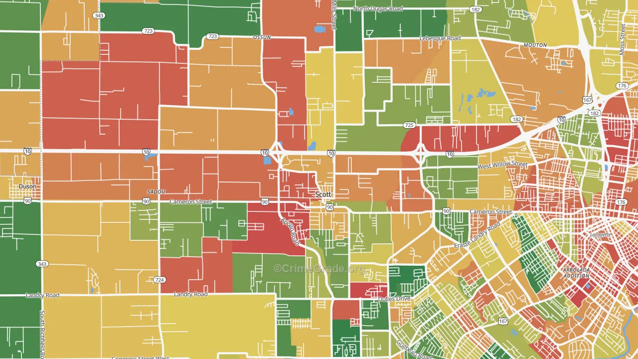 Scott, LA Map of Robbery Rates