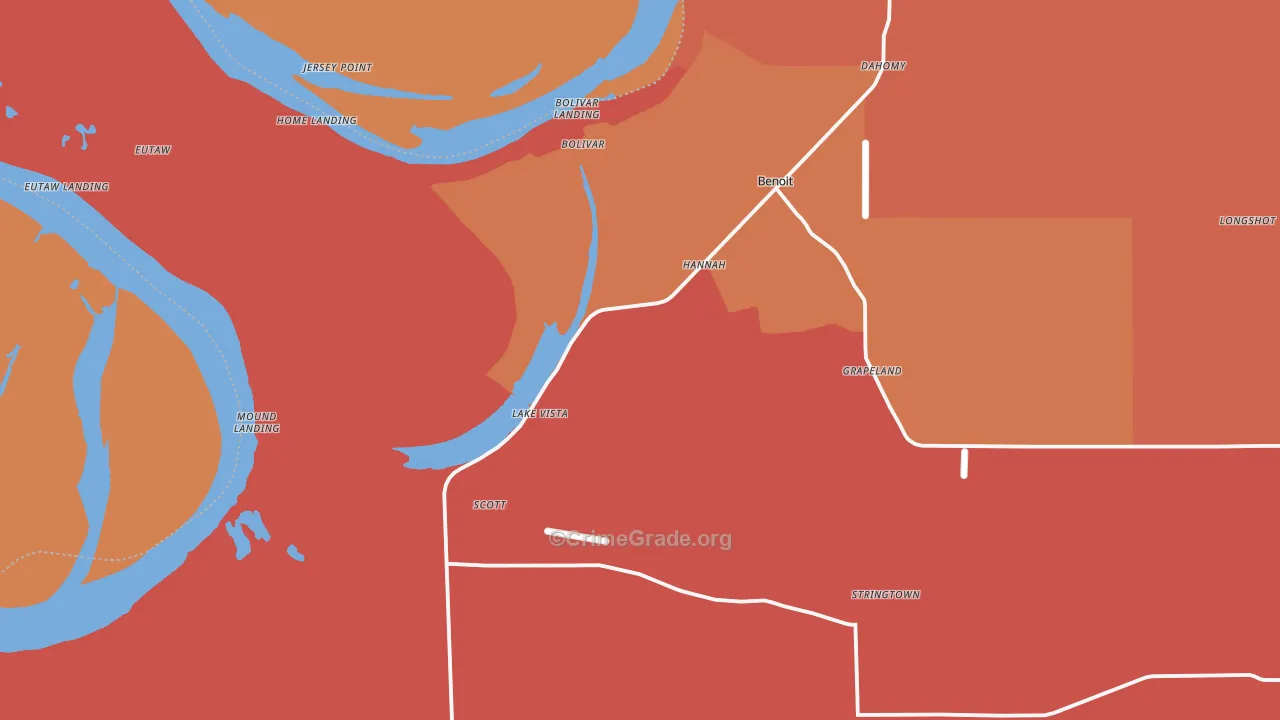 Scott, MS Map of Robbery Rates
