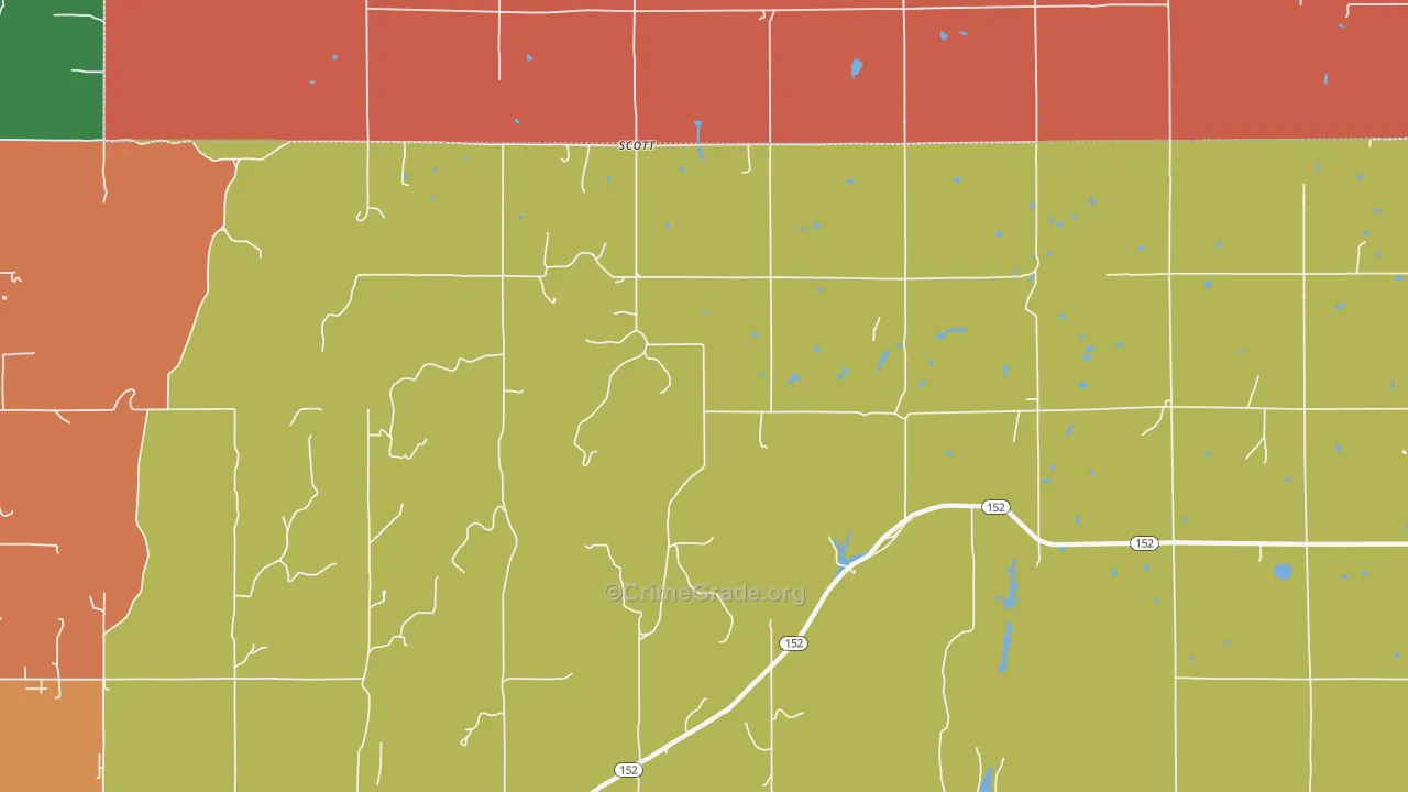 Scott, OK Map of Robbery Rates