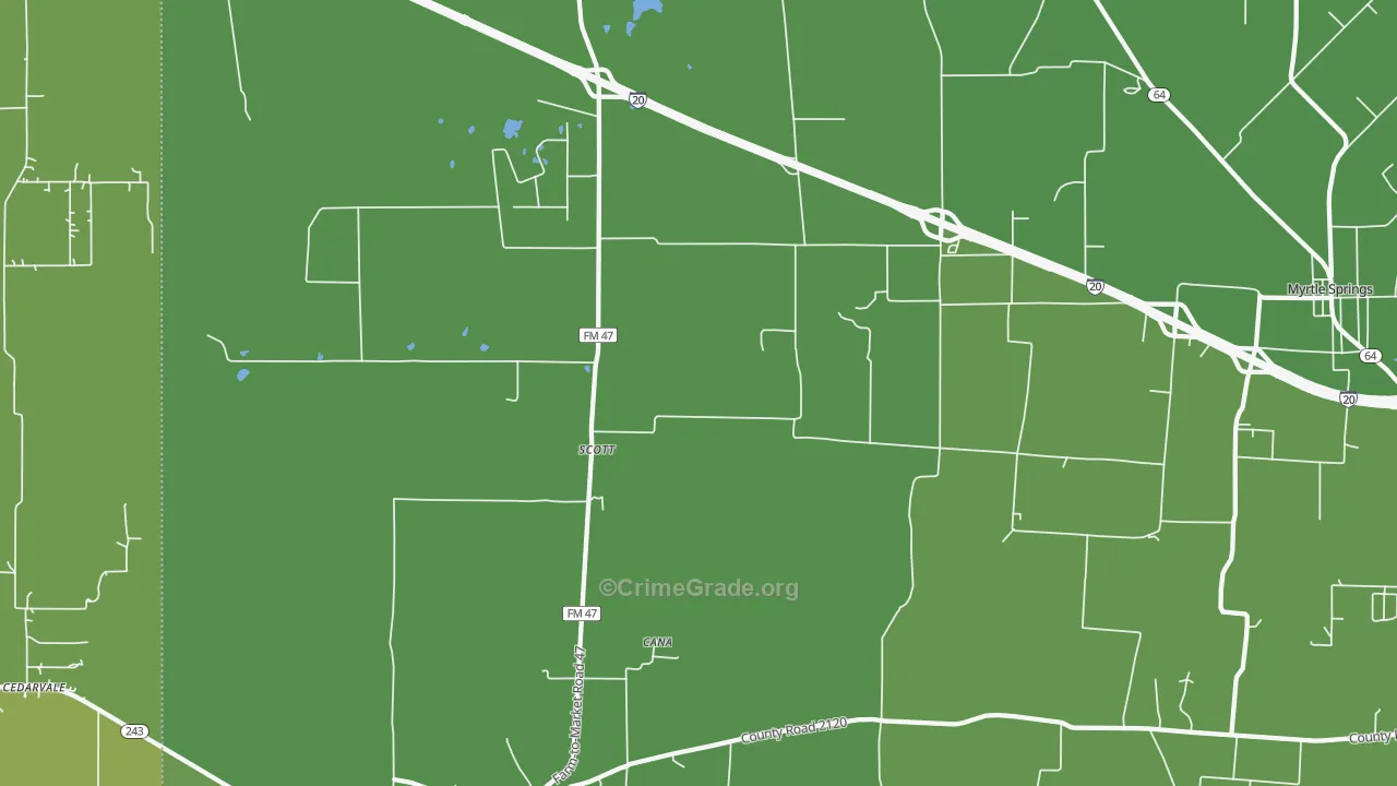 Scott, TX Map of Robbery Rates