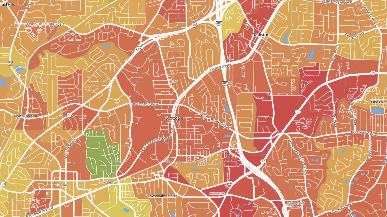 Scottdale, GA Map of Robbery Rates