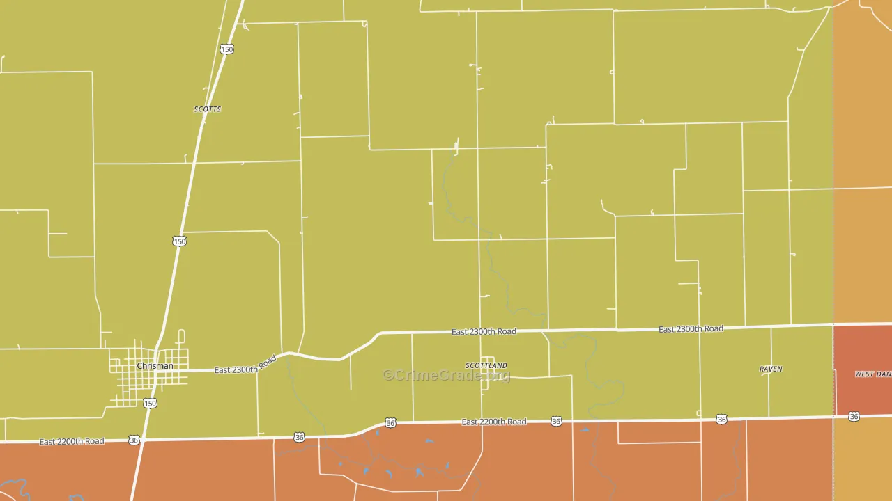 Scottland, IL Map of Robbery Rates