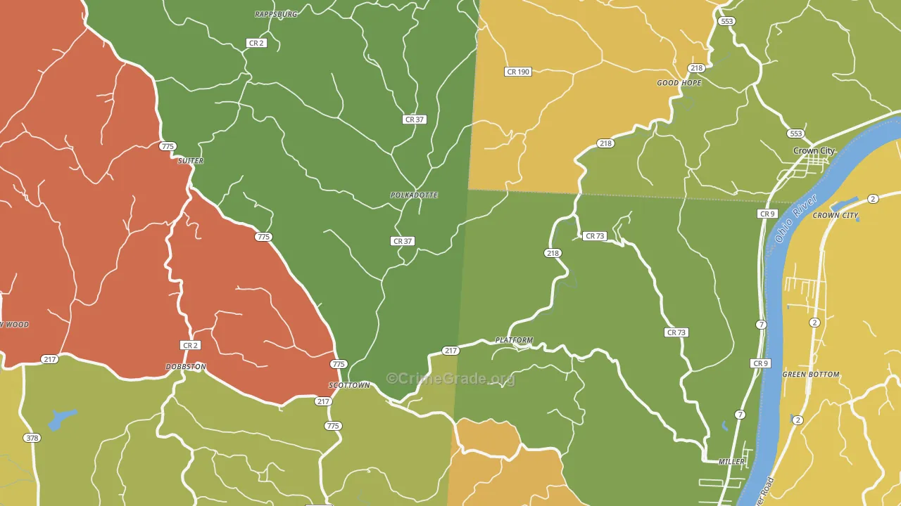Scottown, OH Map of Robbery Rates