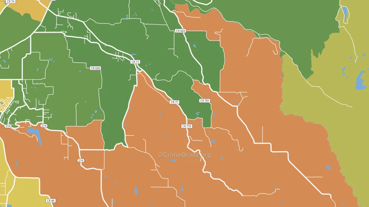 Scotts Mills, OR Map of Robbery Rates