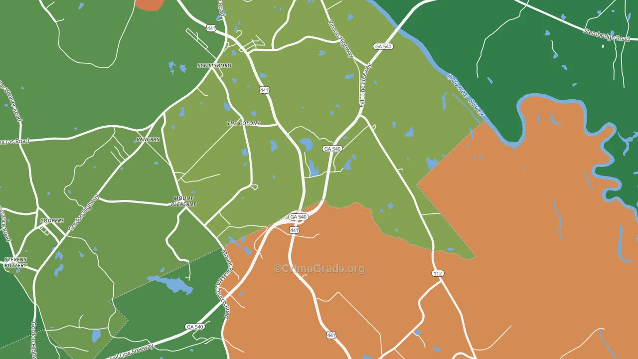 Scottsboro, GA Map of Robbery Rates