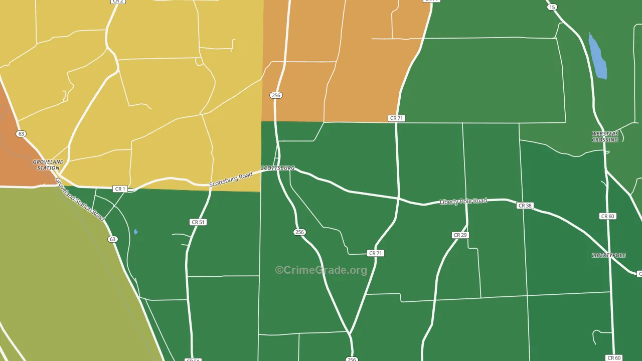 Scottsburg, NY Map of Robbery Rates
