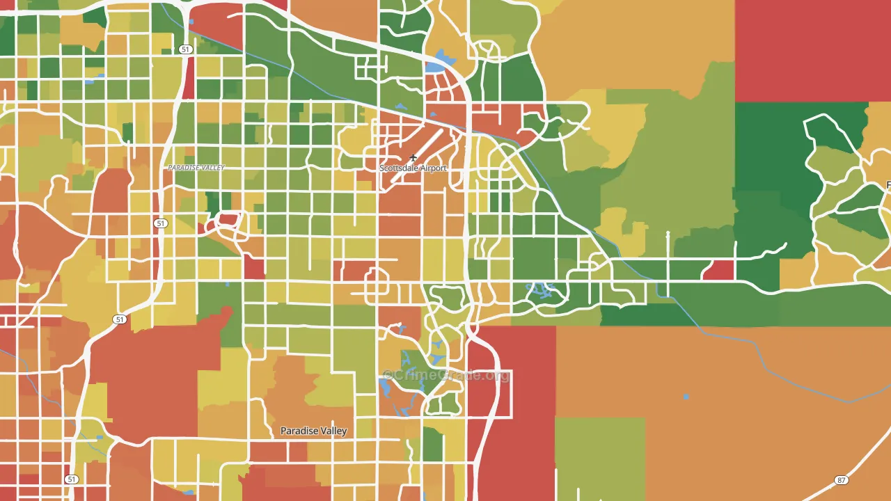 Scottsdale, AZ Map of Robbery Rates