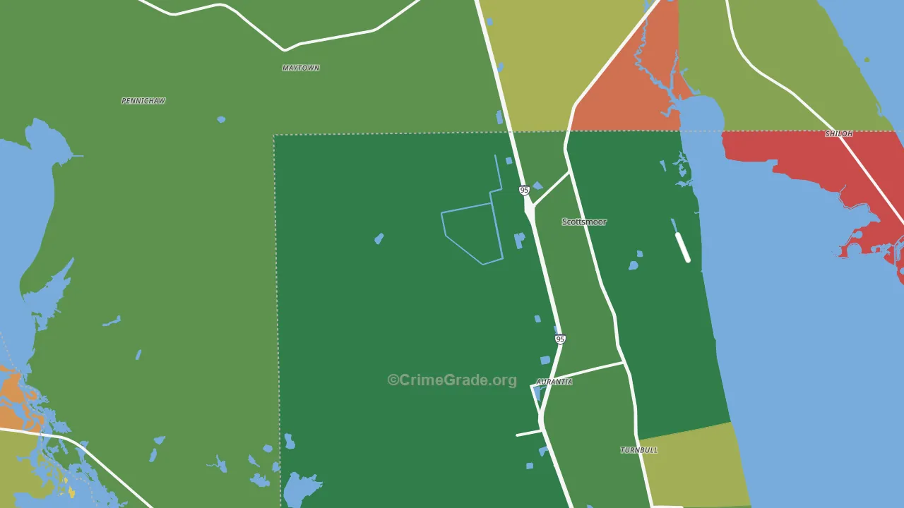 Scottsmoor, FL Map of Robbery Rates