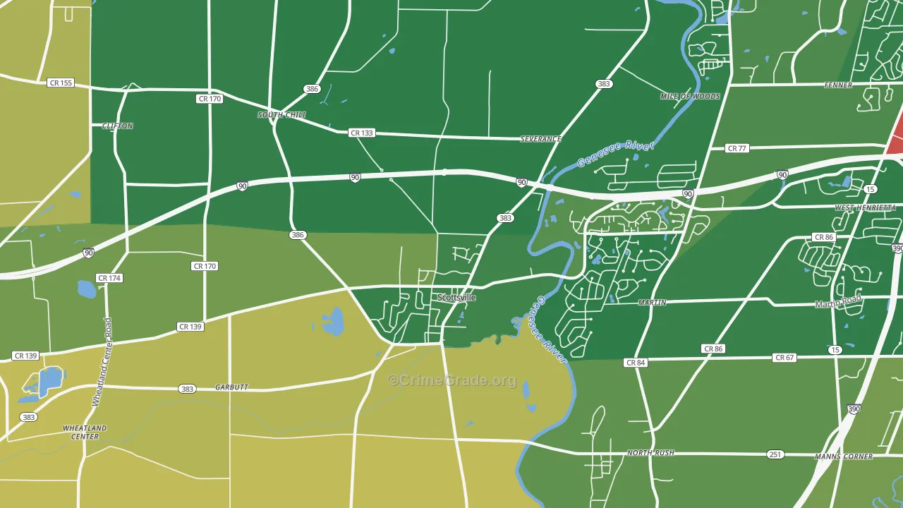 Scottsville, NY Map of Robbery Rates