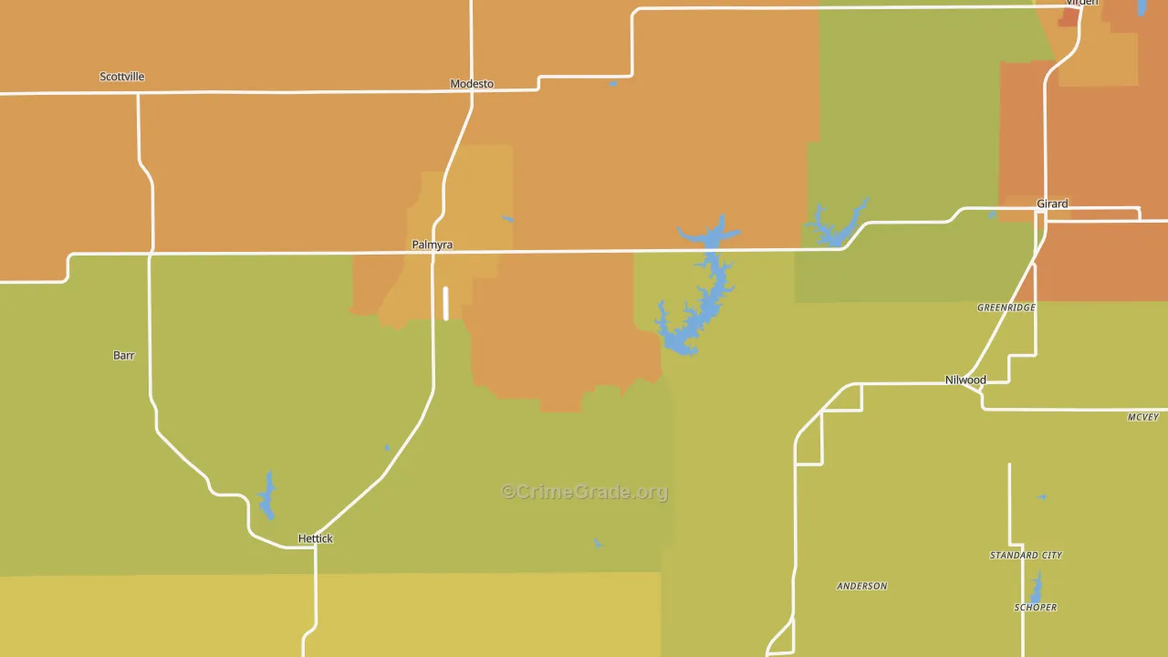 Scottville, IL Map of Robbery Rates