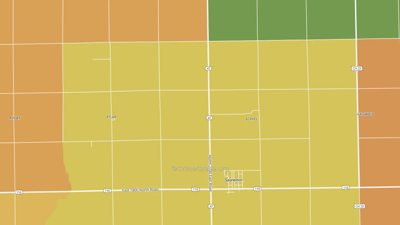 Scovel, IL Map of Robbery Rates