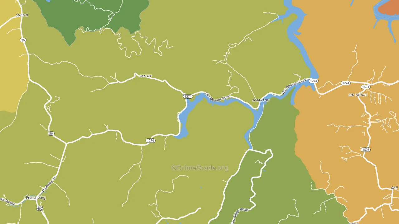 Scranton, KY Map of Robbery Rates