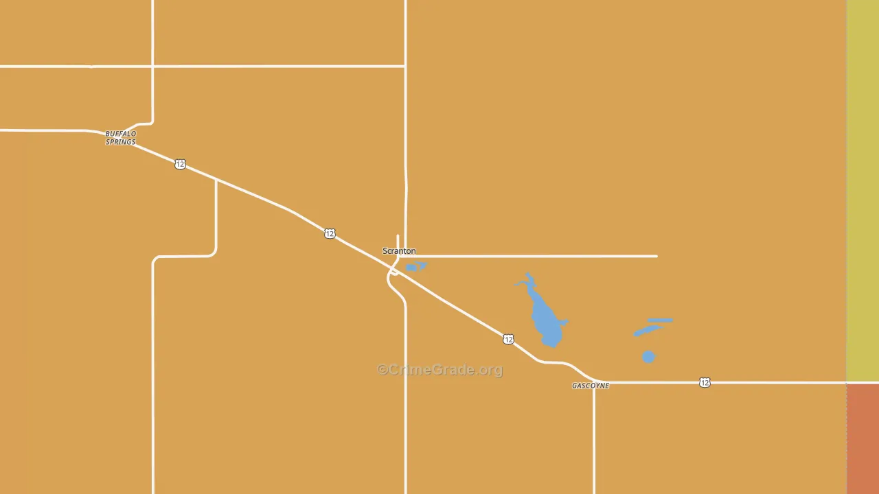 Scranton, ND Map of Robbery Rates