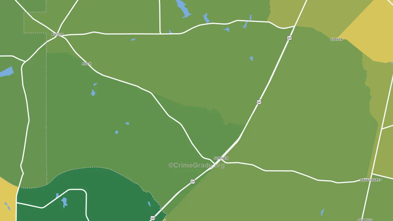Screven, GA Map of Robbery Rates