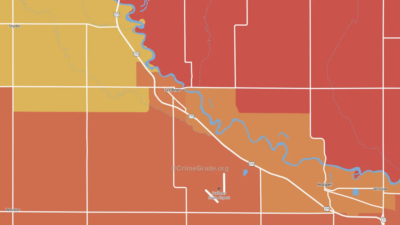 Scribner, NE Map of Robbery Rates