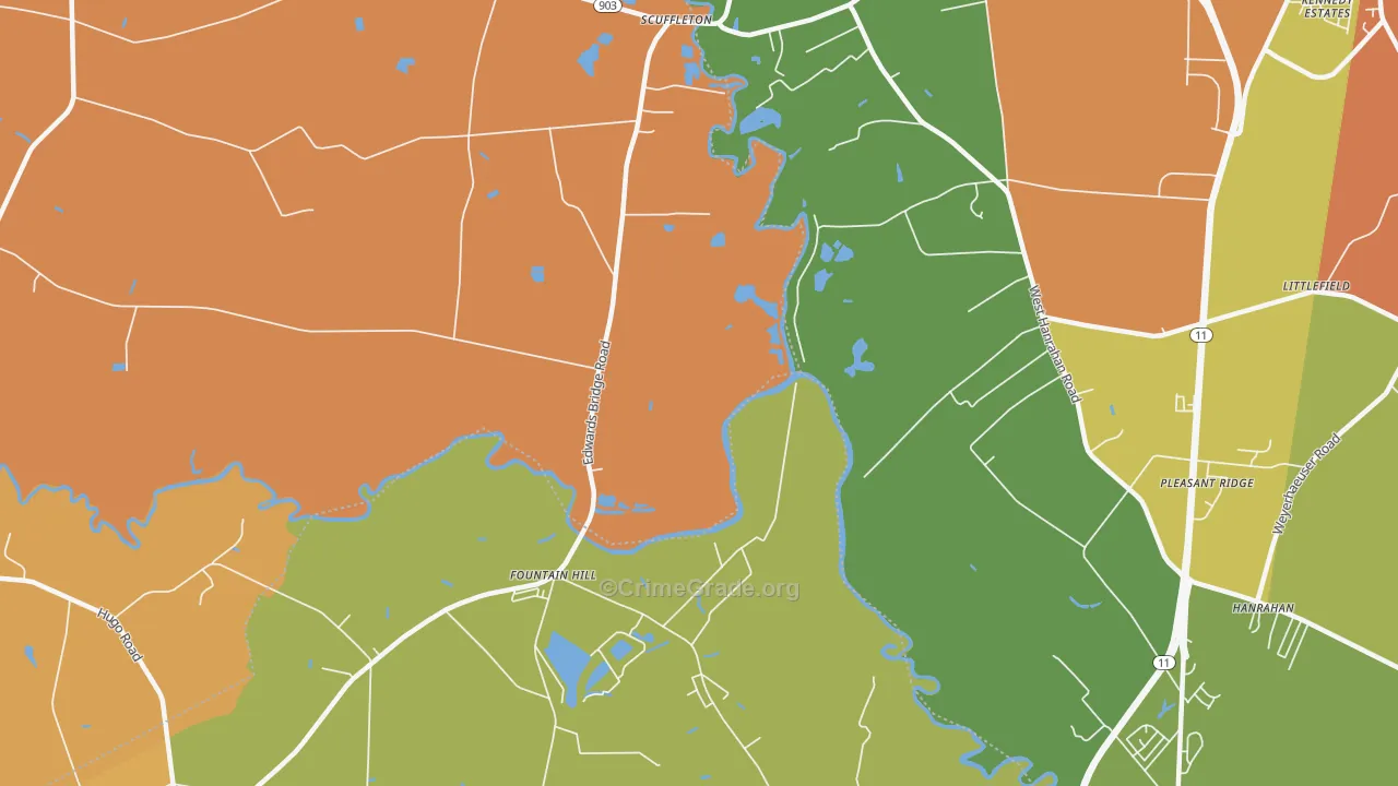 Scuffleton, NC Map of Robbery Rates