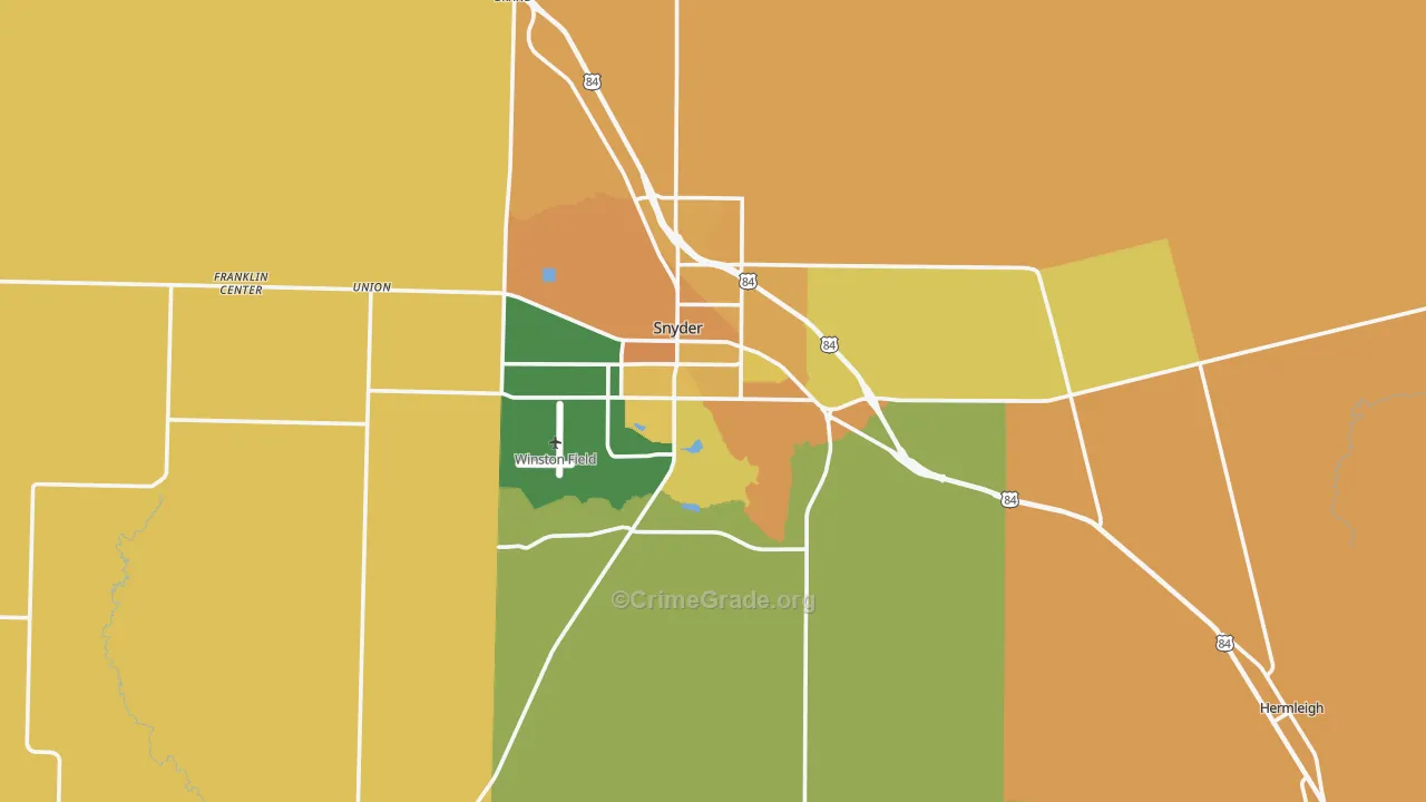 Scurry County, TX Map of Robbery Rates