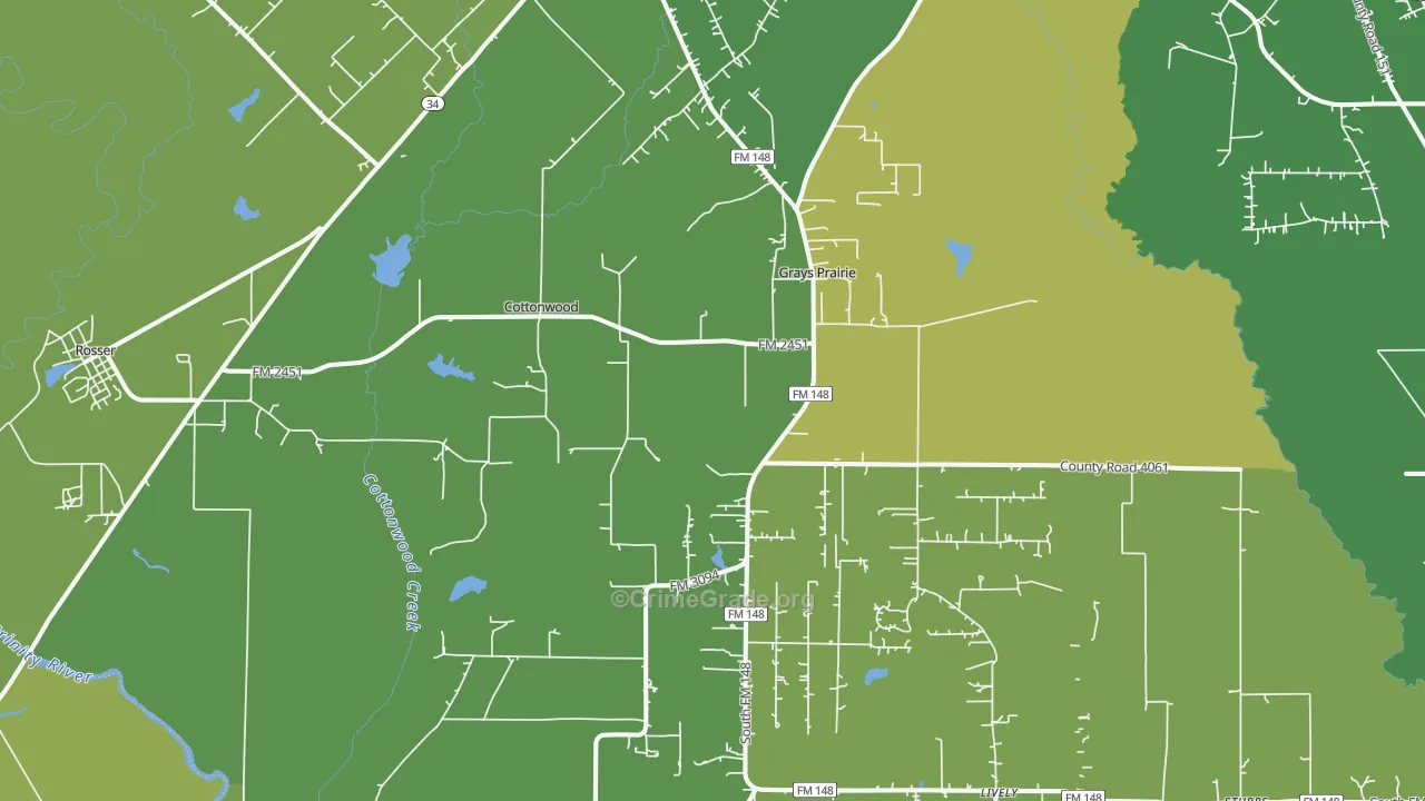 Scurry, TX Map of Robbery Rates