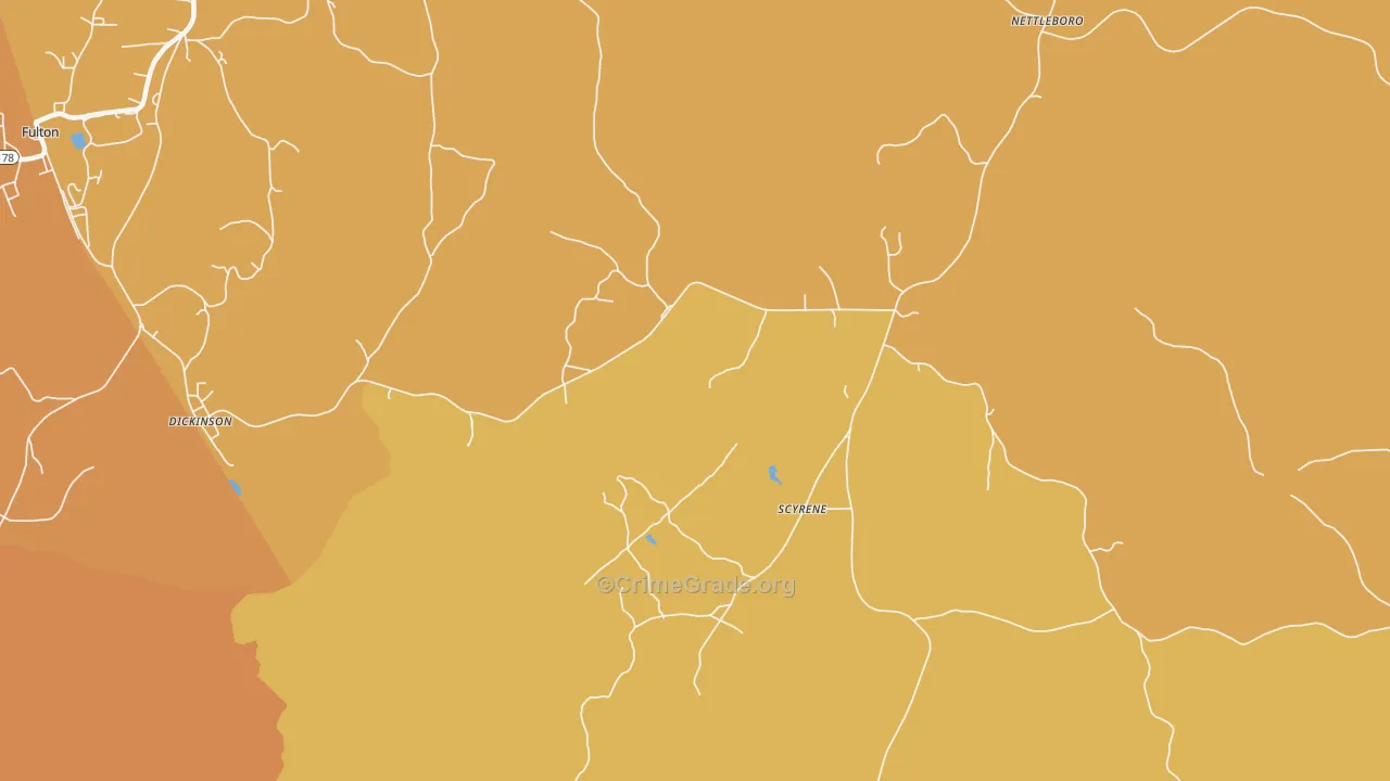 Scyrene, AL Map of Robbery Rates
