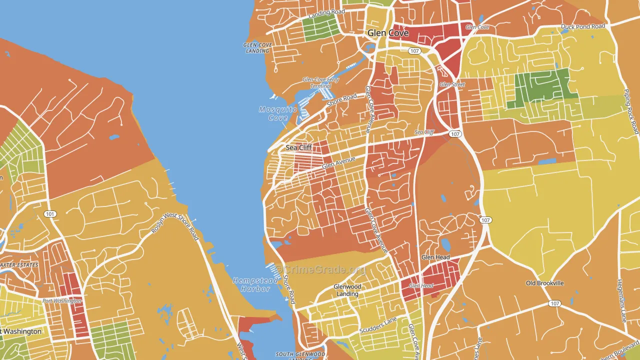 Sea Cliff, NY Map of Robbery Rates