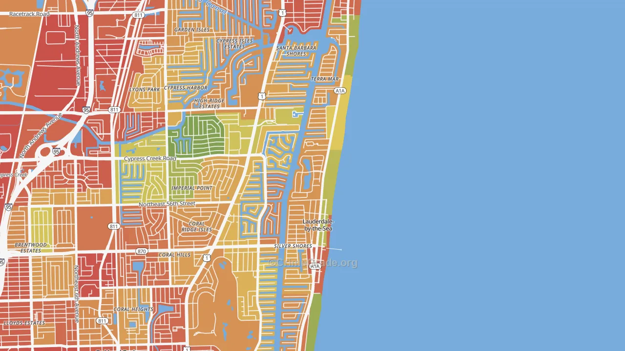 Sea Ranch Lakes, FL Map of Robbery Rates