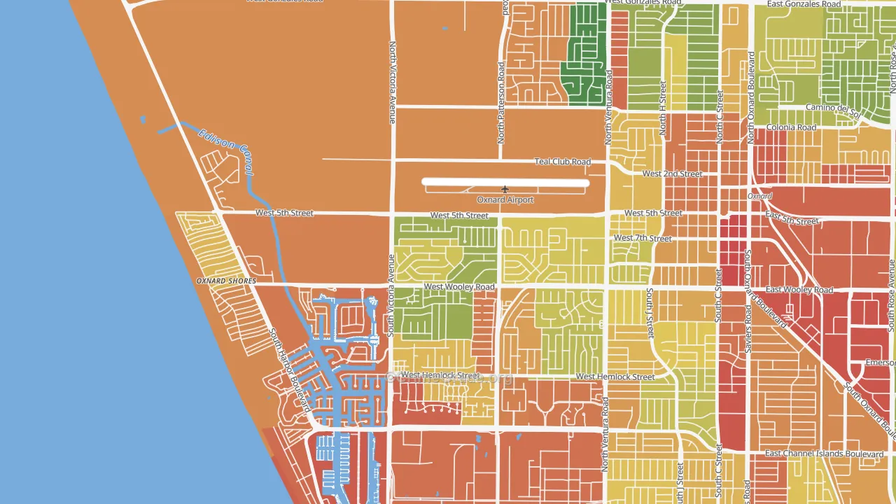 Sea View Estates, Oxnard, CA Map of Robbery Rates