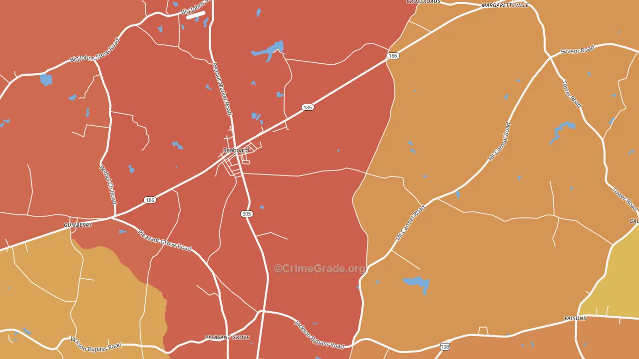 Seaboard, NC Map of Robbery Rates
