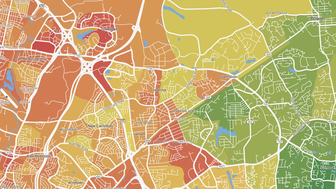 Seabrook, MD Map of Robbery Rates