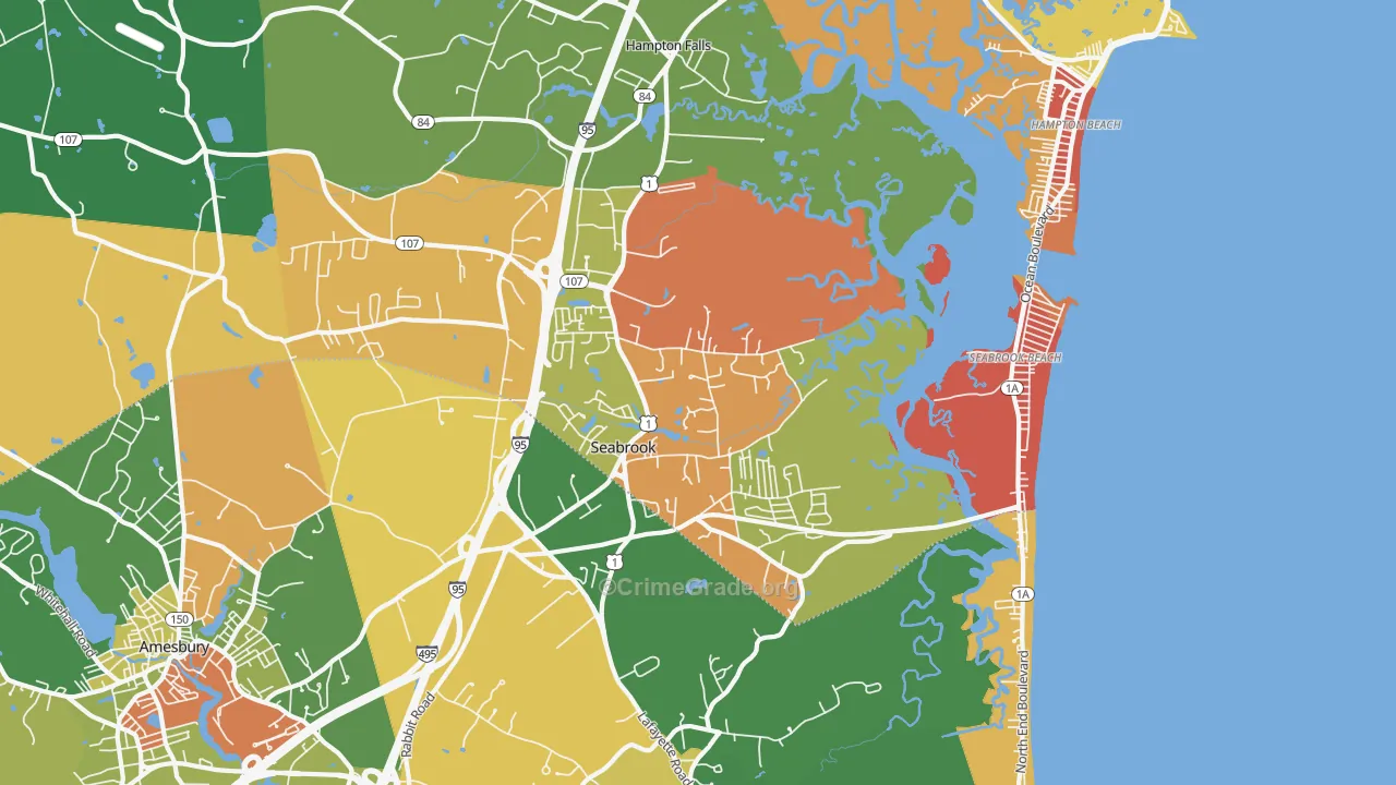 Seabrook, NH Map of Robbery Rates