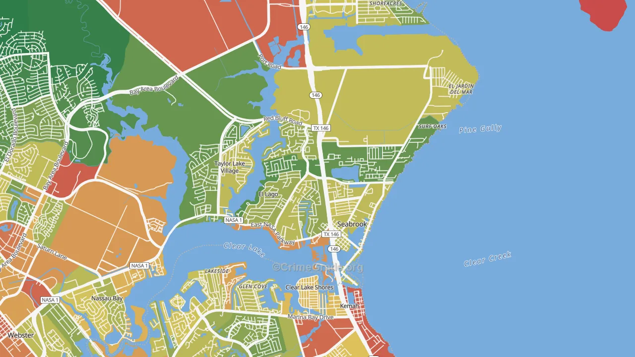 Seabrook, TX Map of Robbery Rates