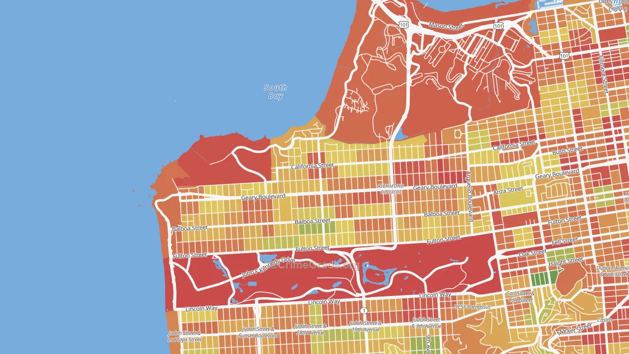Seacliff, San Francisco, CA Map of Robbery Rates