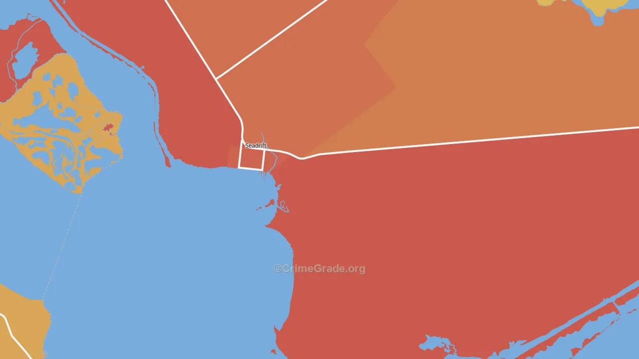 Seadrift, TX Map of Robbery Rates