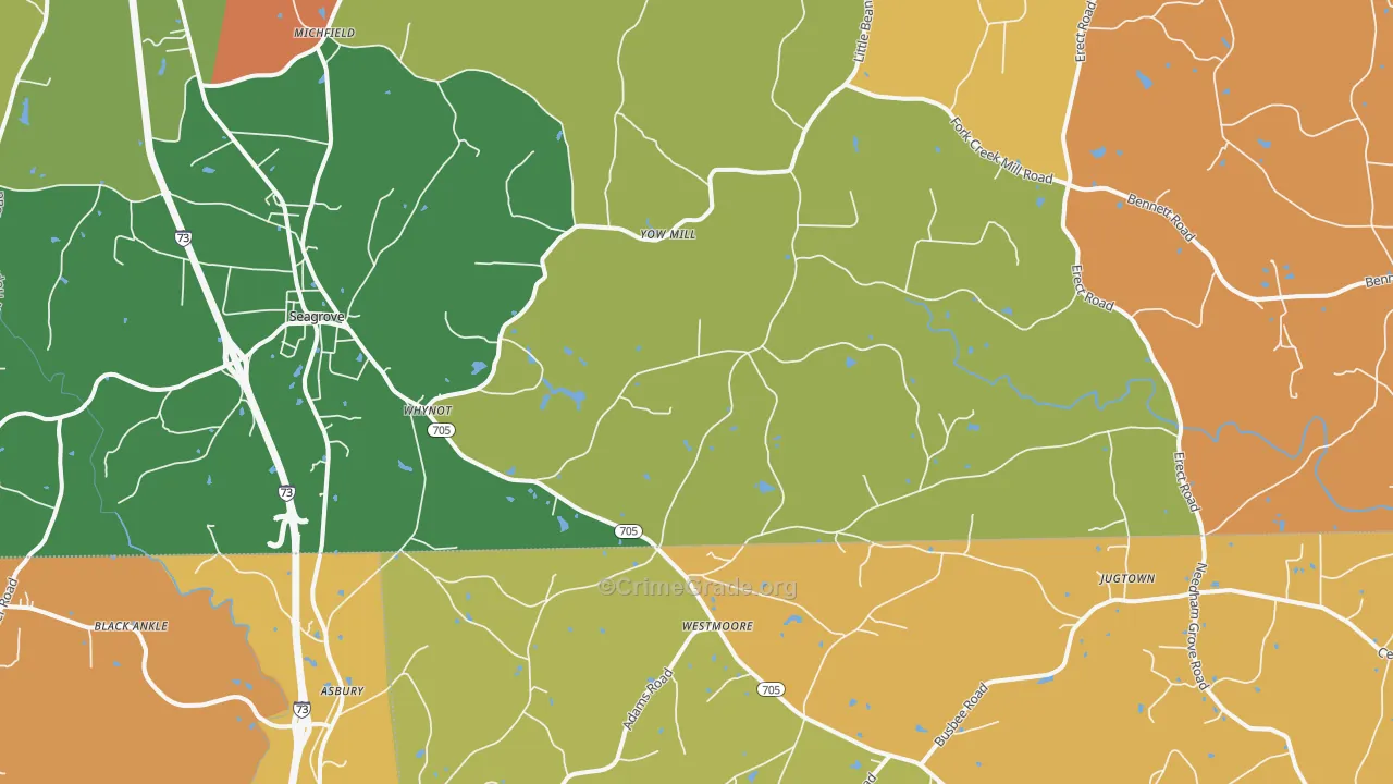 Seagrove, NC Map of Robbery Rates