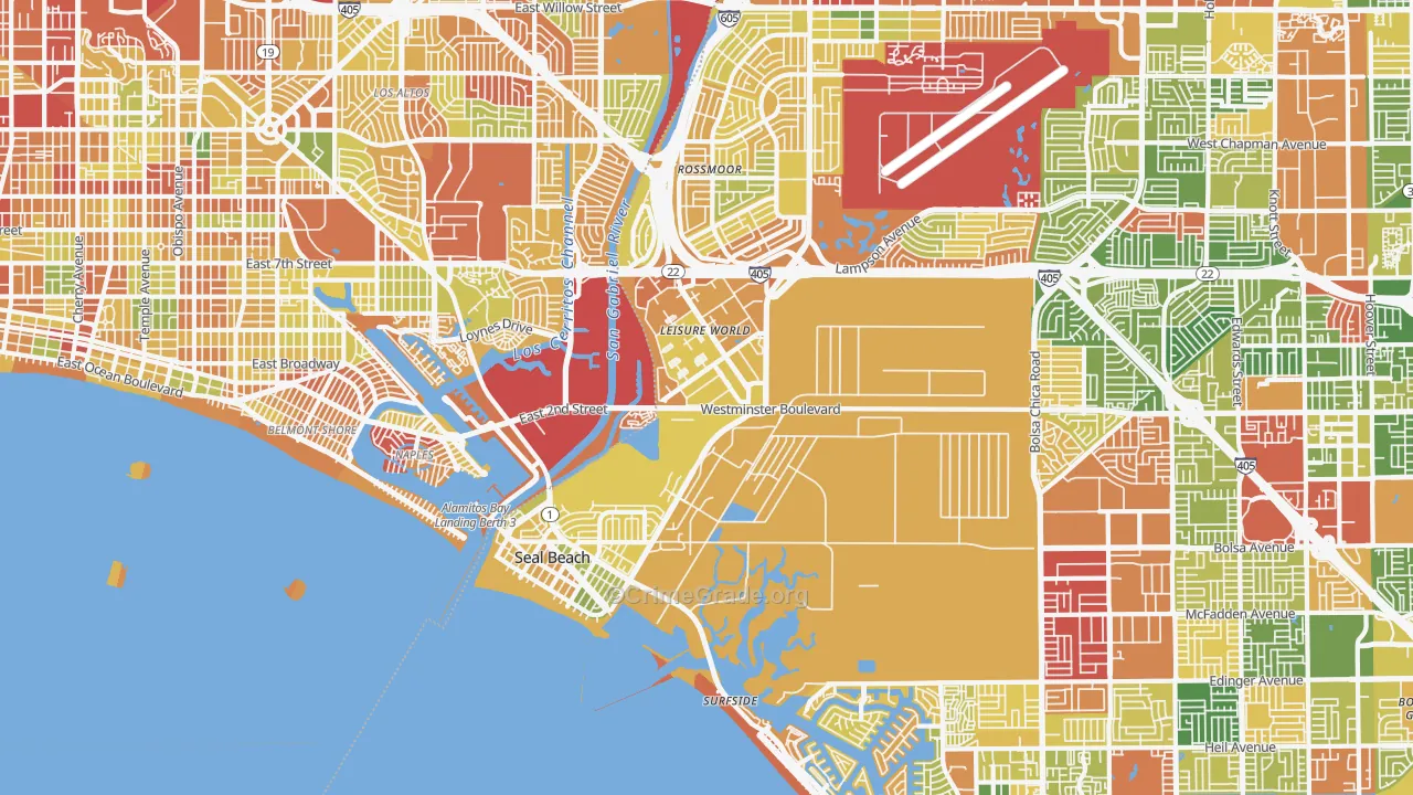 Seal Beach, CA Map of Robbery Rates