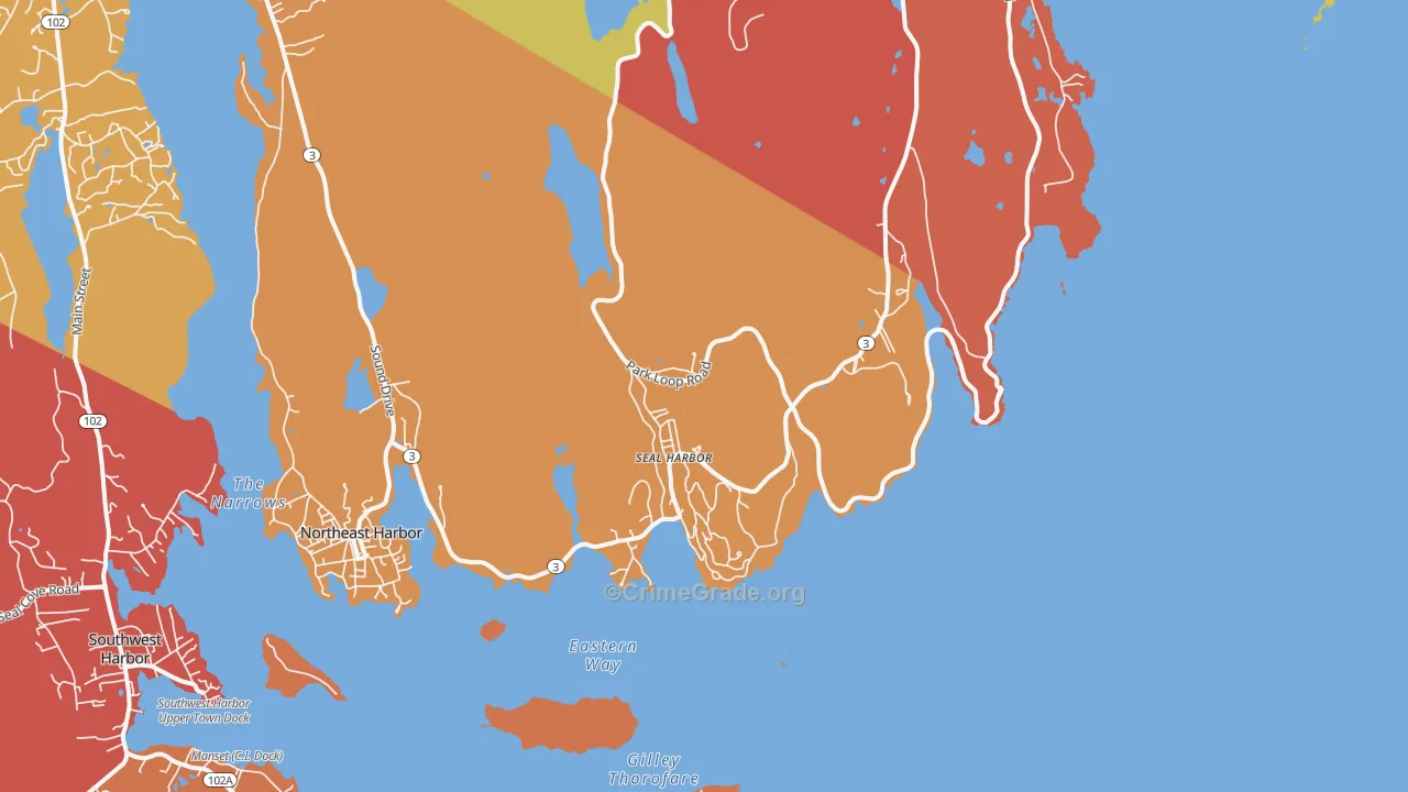 Seal Harbor, ME Map of Robbery Rates