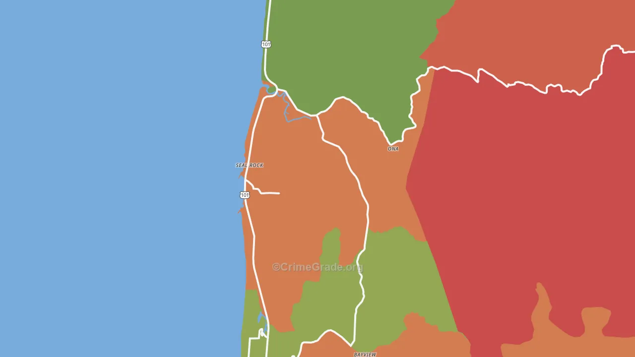 Seal Rock, OR Map of Robbery Rates