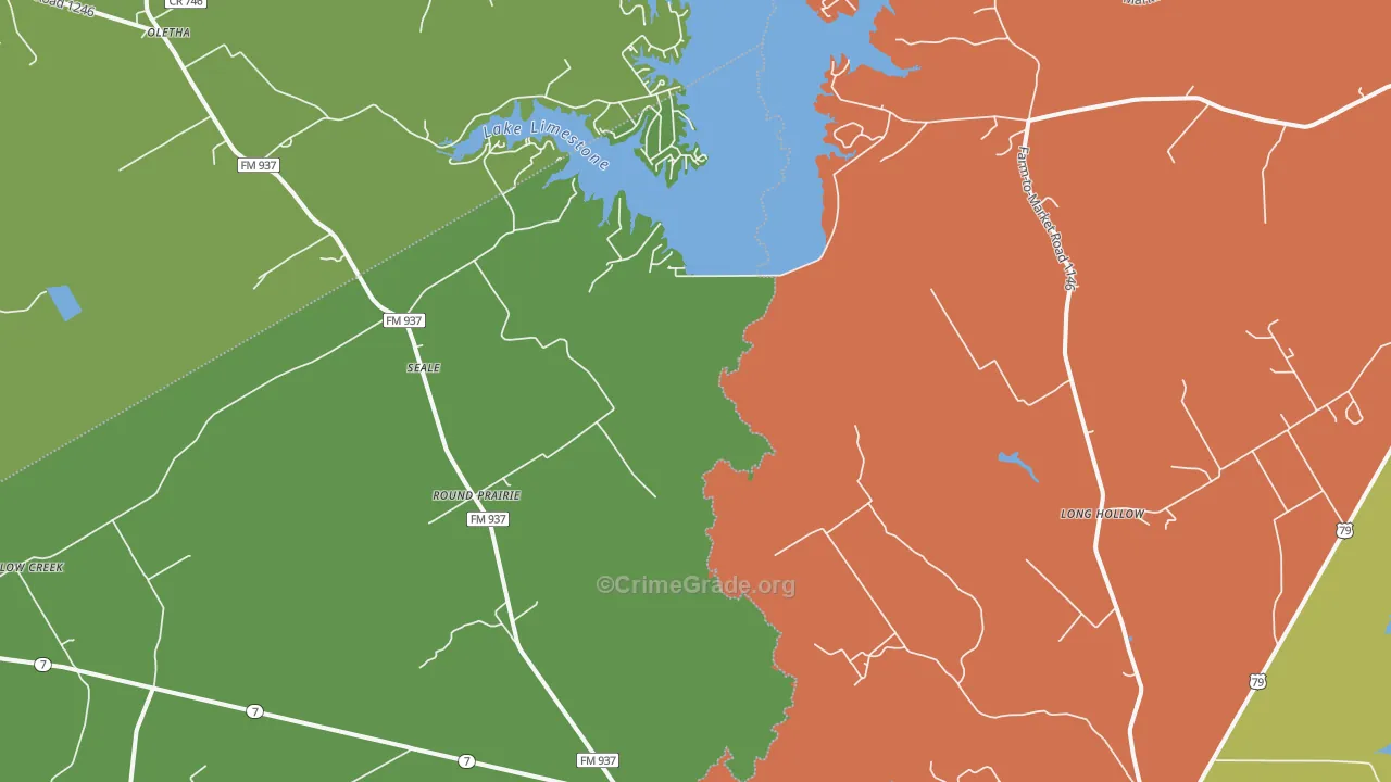 Seale, TX Map of Robbery Rates