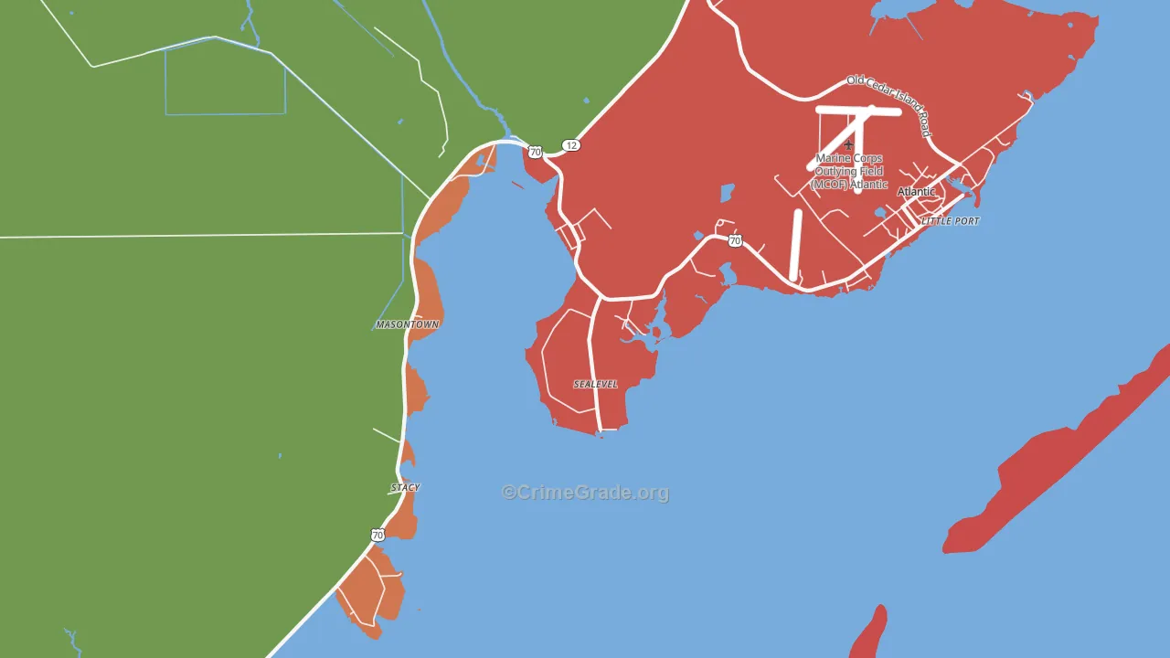 Sealevel, NC Map of Robbery Rates