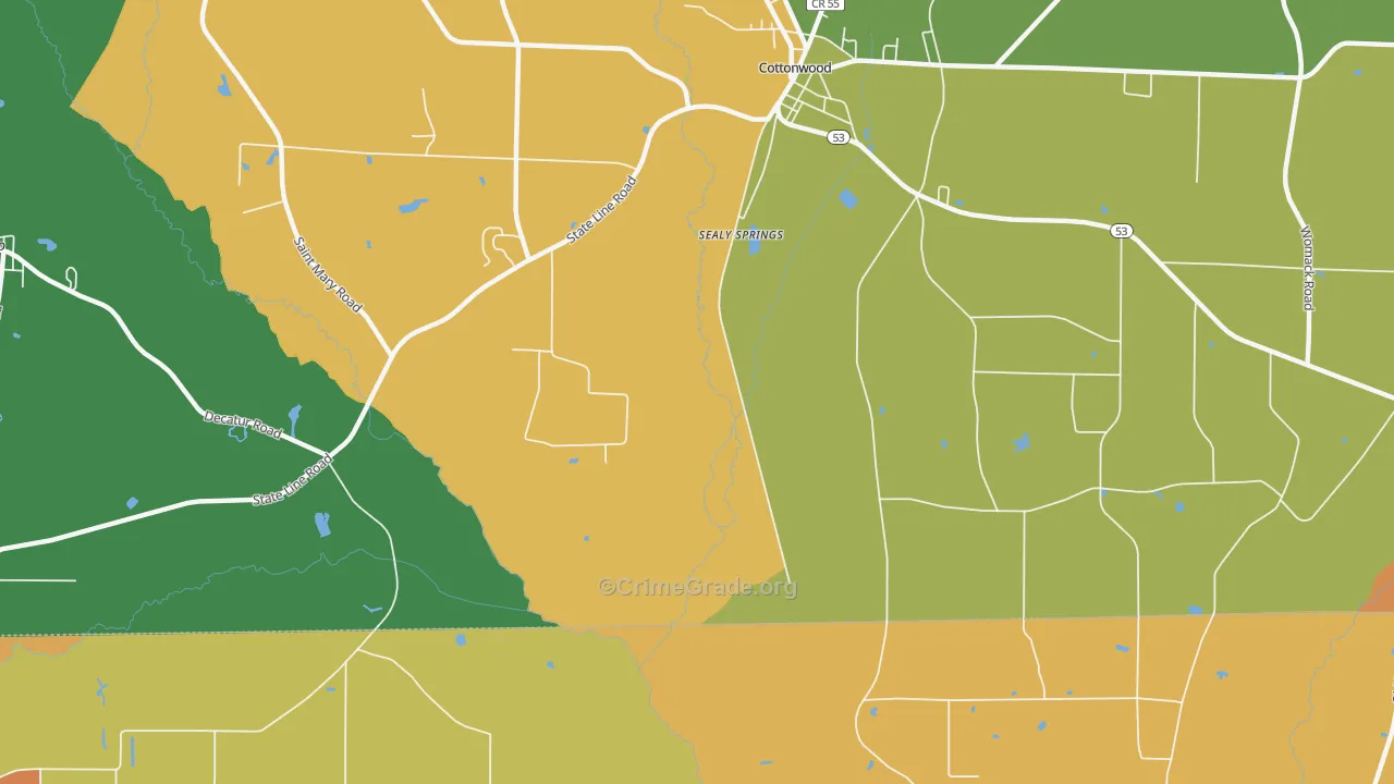 Sealy Springs, AL Map of Robbery Rates