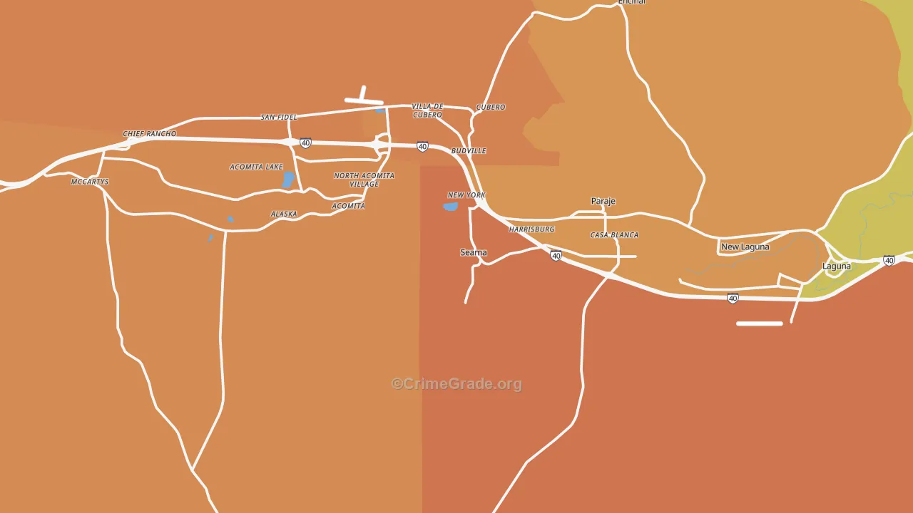 Seama, NM Map of Robbery Rates