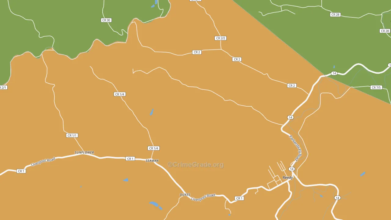 Seaman, WV Map of Robbery Rates