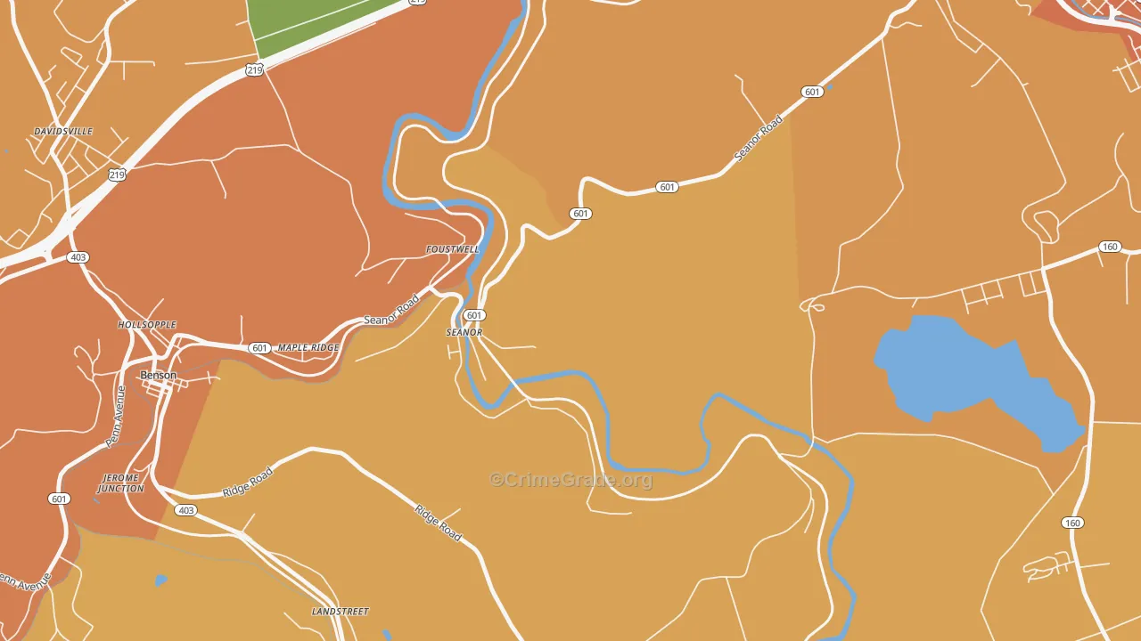 Seanor, PA Map of Robbery Rates